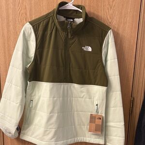 The North Face Olive and Mint Half-Zip Jacket